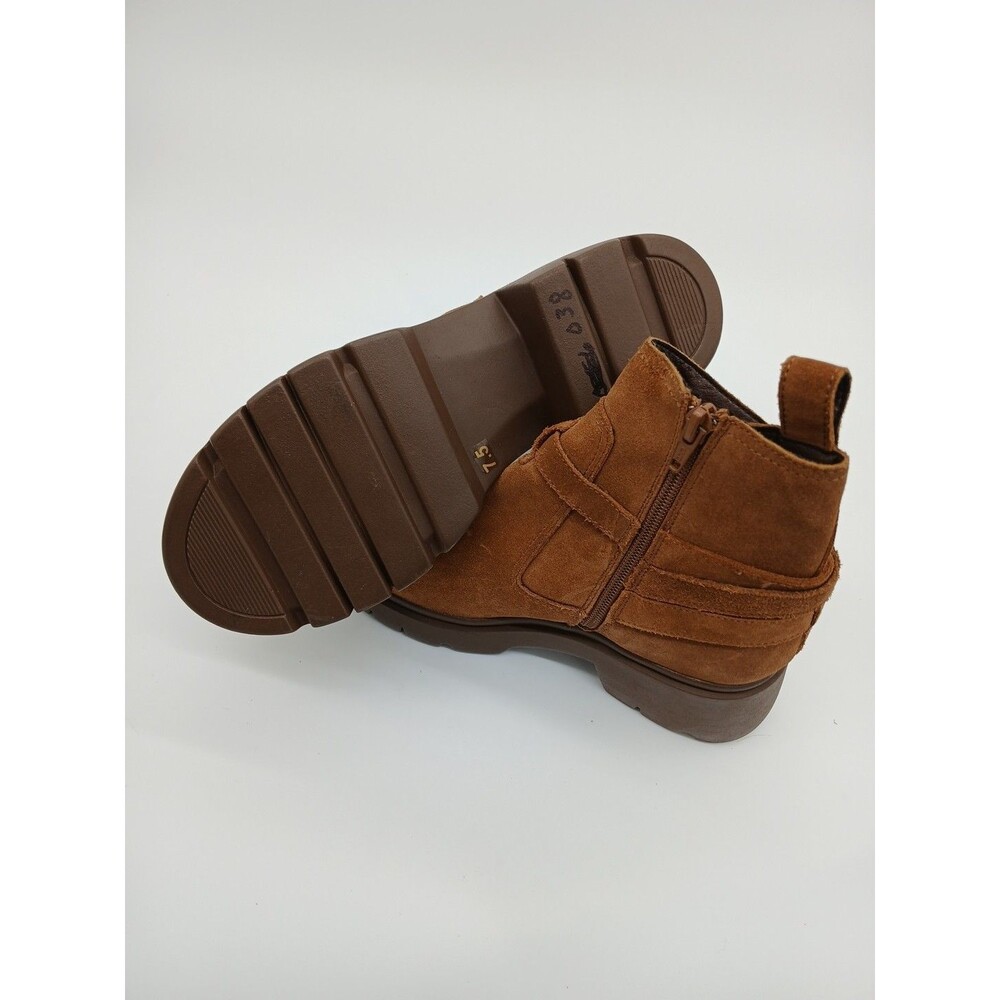 Steve Madden Coletta Lug Sole Tan Suede Buckle Ankle Booties Size 7.5 - Picture 5 of 7